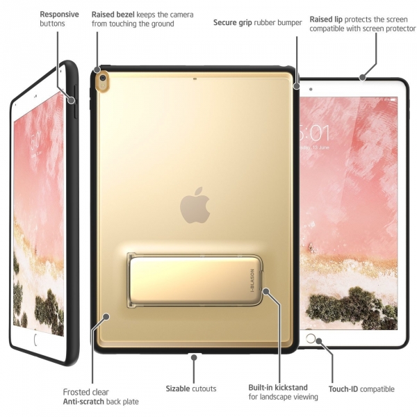 i-Blason iPad Pro Halo Serisi Kickstand Klf (12.9 in)-Frost-Gold