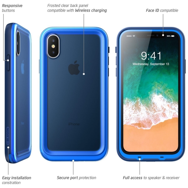 i-Blason iPhone XS / X Aegis Su Geirmez Klf-Frost-Blue