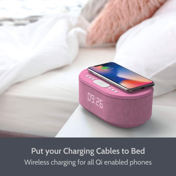 i-Box Dawn Radio Alarm ve Kablosuz arj Cihaz-Pink