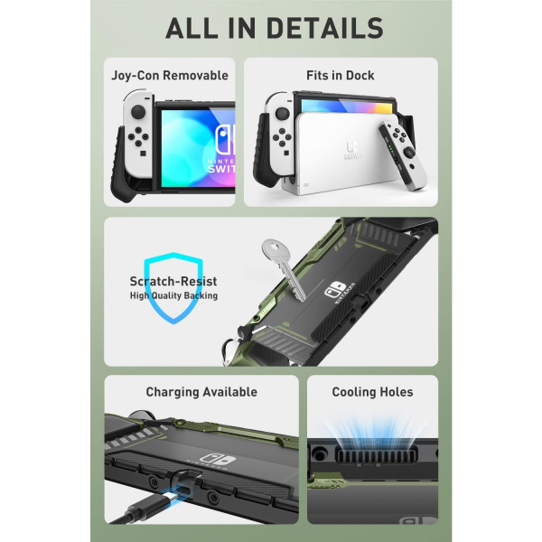 i-blason Armorbox Serisi Nintendo Switch OLED Koruyucu Klf -Green
