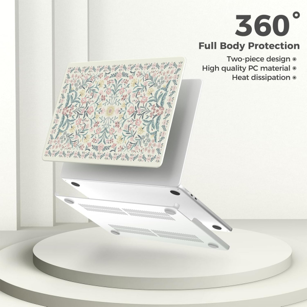 iCasso Desenli MacBook Air K�l�f� (13.6 �n�)-Boho Floral Pink