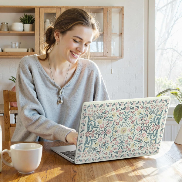 iCasso Desenli MacBook Air K�l�f� (13.6 �n�)-Boho Floral Pink