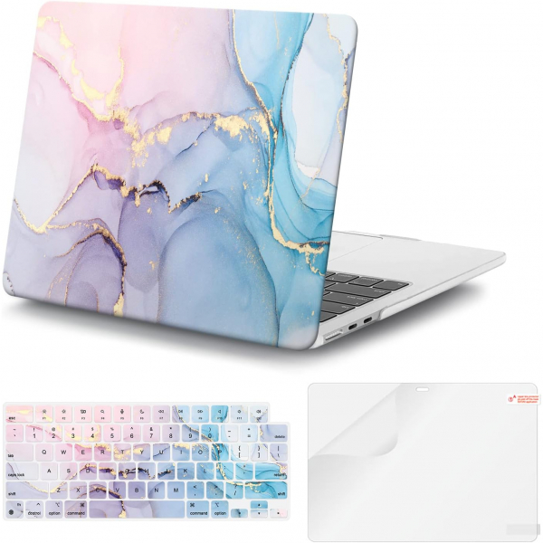 iCasso Desenli MacBook Air K�l�f� (13.6 �n�)-Soft Blue Marble