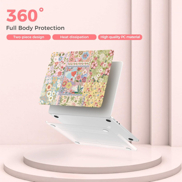 iCasso Desenli MacBook Air K�l�f� (13.6 �n�)-Pink Flower Patchwork