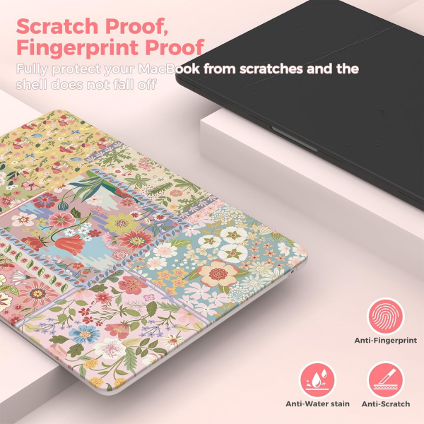 iCasso Desenli MacBook Air K�l�f� (13.6 �n�)-Pink Flower Patchwork