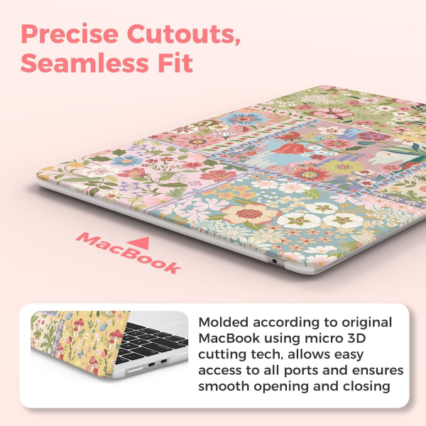 iCasso Desenli MacBook Air K�l�f� (13.6 �n�)-Pink Flower Patchwork