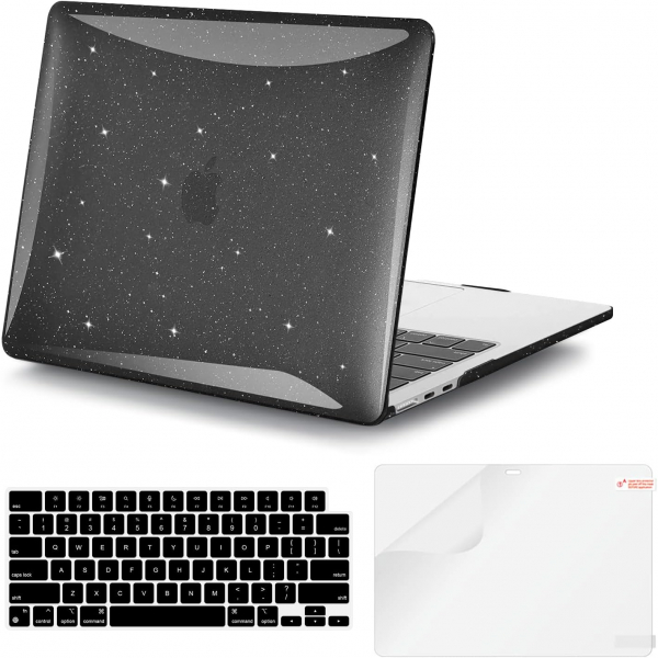 iCasso Liquid Retina MacBook Air Uyumlu Klf(13.6 in)-Black Glitter 