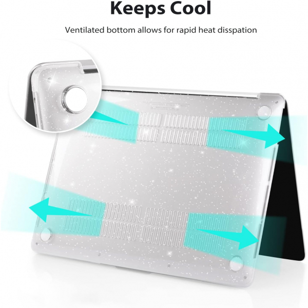 iCasso Liquid Retina MacBook Air Uyumlu Klf(13.6 in)-Glitter Leopard 