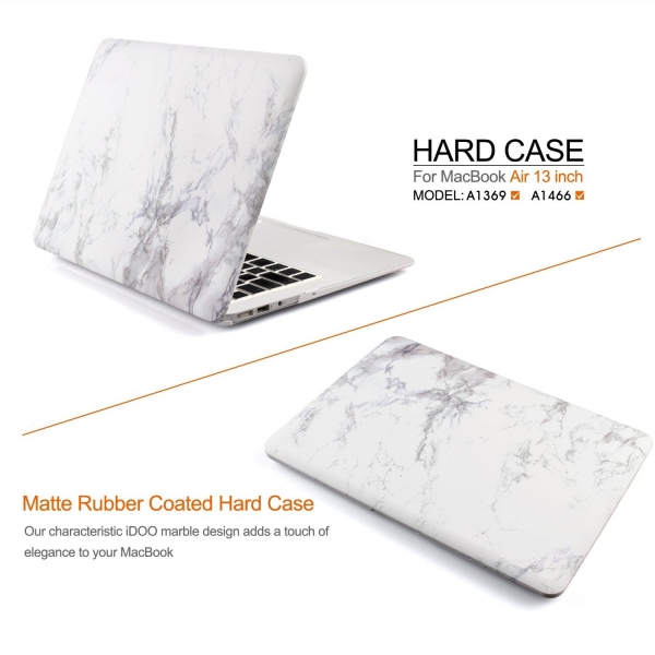 iDoo Apple MacBook Air Marble Pattern Serisi Klf (13 in)-White
