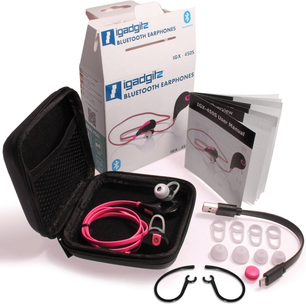 iGadgitz IGX-450S Bluetooth Kulak i Kulaklk-Black-Pink