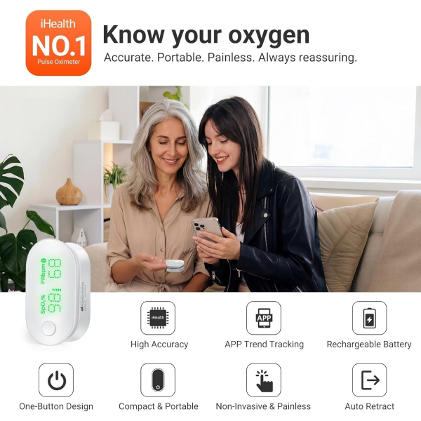 iHealth �arj Edilebilir Parmak Ucu Nab�z Oksimetresi