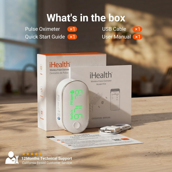 iHealth �arj Edilebilir Parmak Ucu Nab�z Oksimetresi