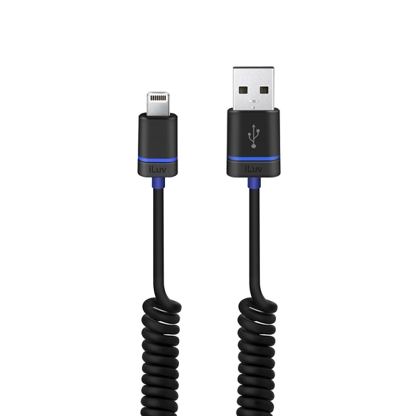 iLuv Premium Coiled Charge / Sync Cable with Lightning Connector for iPhone 5