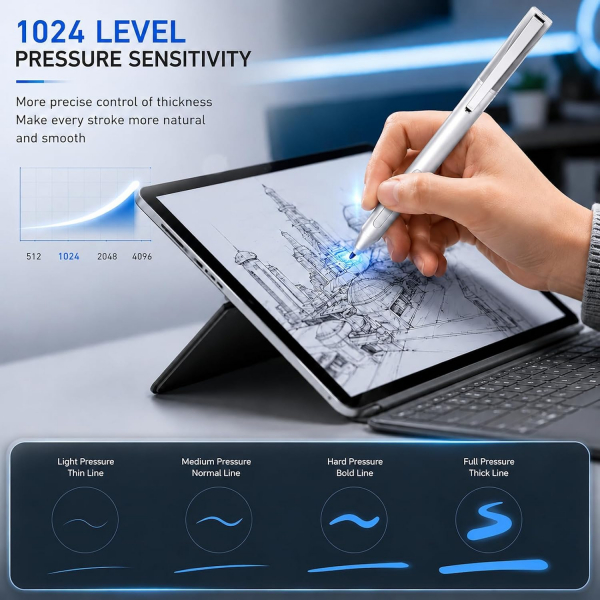 iafer Microsoft Surface Uyumlu Stylus Kalem-Silver