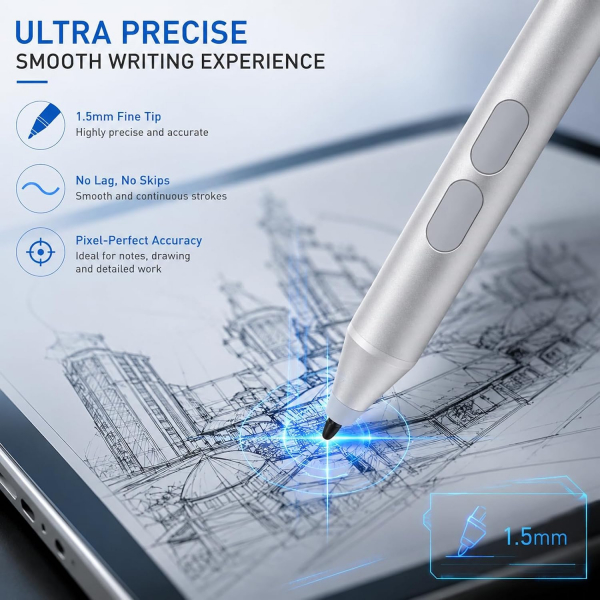 iafer Microsoft Surface Uyumlu Stylus Kalem-Silver