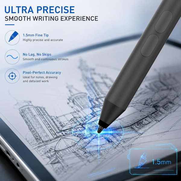iafer Microsoft Surface Uyumlu Stylus Kalem-Dark Black