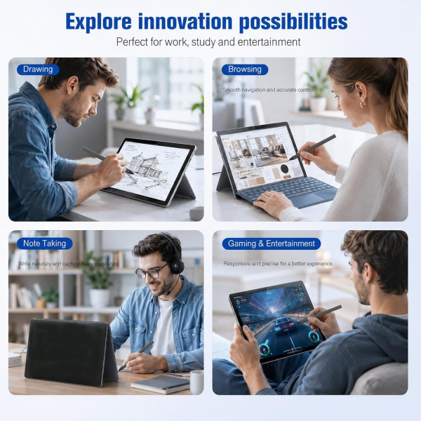 iafer Microsoft Surface Uyumlu Stylus Kalem-Dark Black