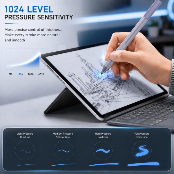 iafer Microsoft Surface Uyumlu Stylus Kalem-Gray