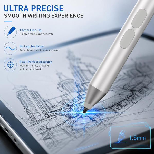 iafer Microsoft Surface Uyumlu Stylus Kalem-Platinum