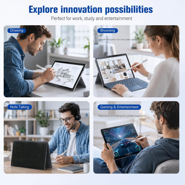 iafer Microsoft Surface Uyumlu Stylus Kalem-Platinum