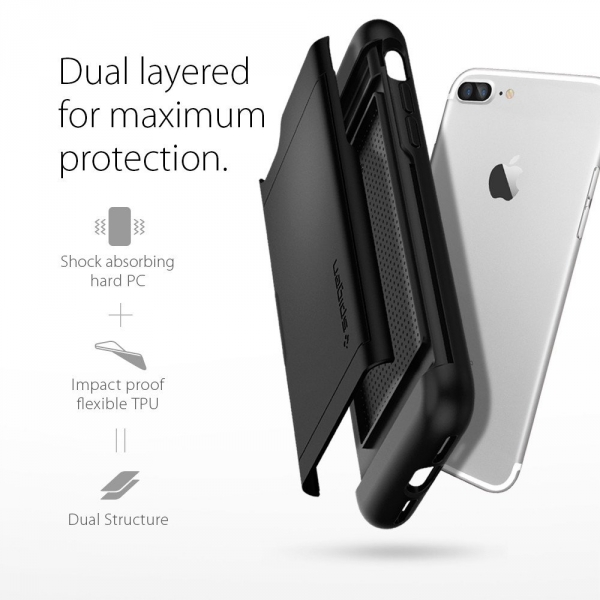Spigen iPhone 7 Plus Slim Armor CS K�l�f-Black