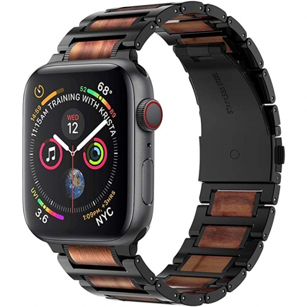 iiteeology Apple Watch Ultra Paslanmaz elik Kay (49/45/44/42mm)-Sandalwood Black