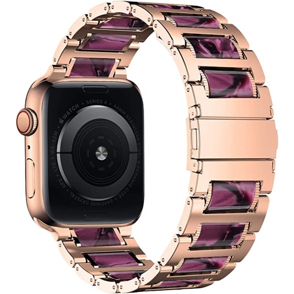 iiteeology Apple Watch Ultra Paslanmaz elik Kay (49/45/44/42mm)-Purple Rose Gold