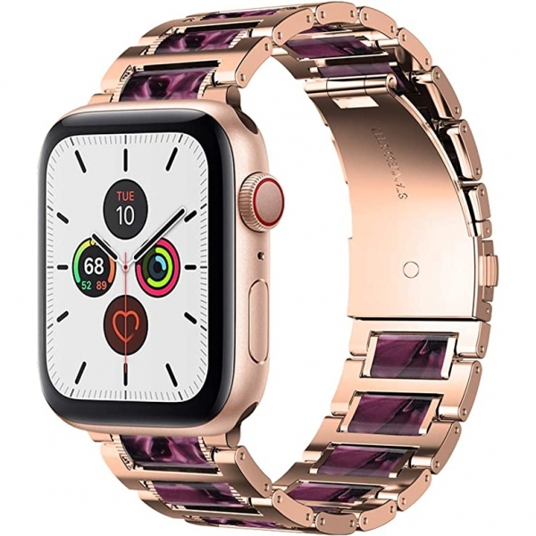 iiteeology Apple Watch Ultra Paslanmaz elik Kay (49/45/44/42mm)-Purple Rose Gold