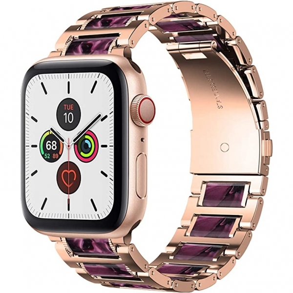 iiteeology Apple Watch Ultra Paslanmaz elik Kay (49/45/44/42mm)-Purple Rose Gold