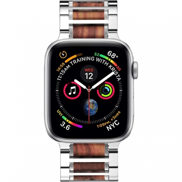 iiteeology Apple Watch Ultra Paslanmaz elik Kay (49/45/44/42mm)-Sandalwood Silver