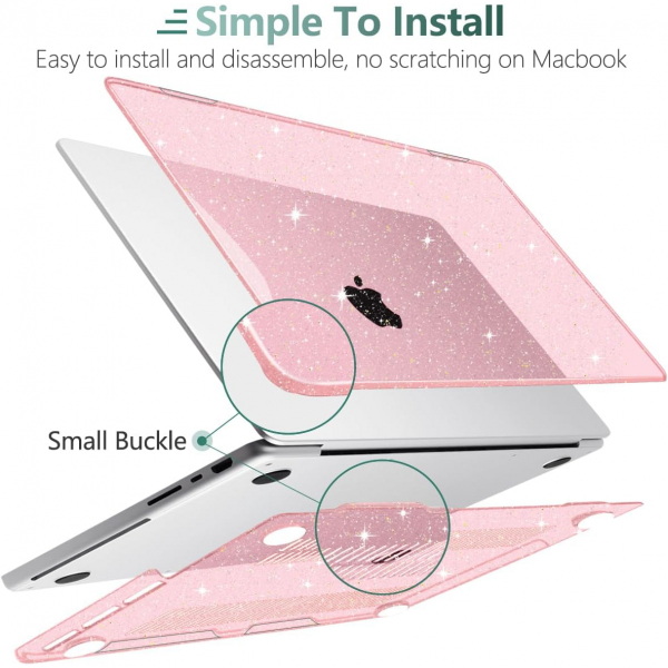 TWOLSKOO MacBook Pro M1/M4 Uyumlu Klf (14 in)-Glitter Pink