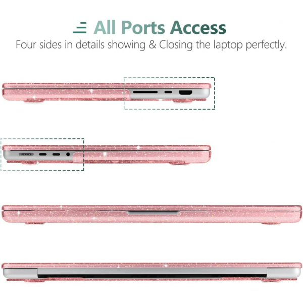TWOLSKOO MacBook Pro M1/M4 Uyumlu Klf (14 in)-Glitter Pink