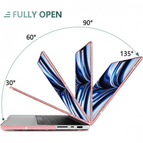 TWOLSKOO MacBook Pro M1/M4 Uyumlu Klf (14 in)-Glitter Pink