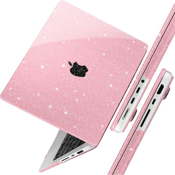 TWOLSKOO MacBook Pro M1/M4 Uyumlu Klf (14 in)-Glitter Pink