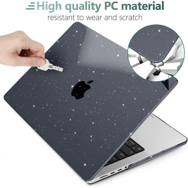 TWOLSKOO MacBook Pro M1/M4 Uyumlu Klf (14 in)-Glitter Black