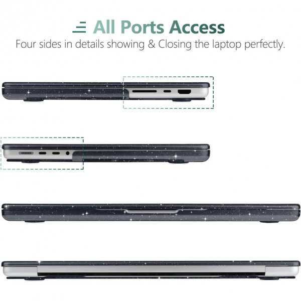 TWOLSKOO MacBook Pro M1/M4 Uyumlu Klf (14 in)-Glitter Black