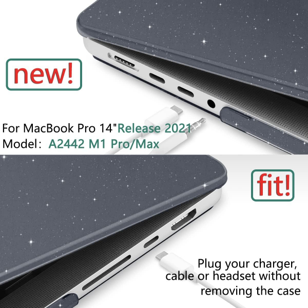 TWOLSKOO MacBook Pro M1/M4 Uyumlu Klf (14 in)-Glitter Black
