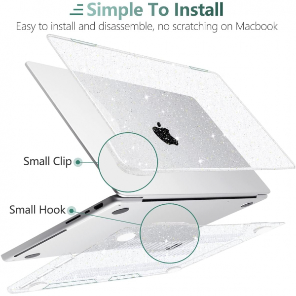 TWOLSKOO MacBook Pro M1/M4 Uyumlu Klf (14 in)-Glitter Clear