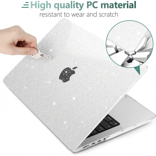 TWOLSKOO MacBook Pro M1/M4 Uyumlu Klf (14 in)-Glitter Clear