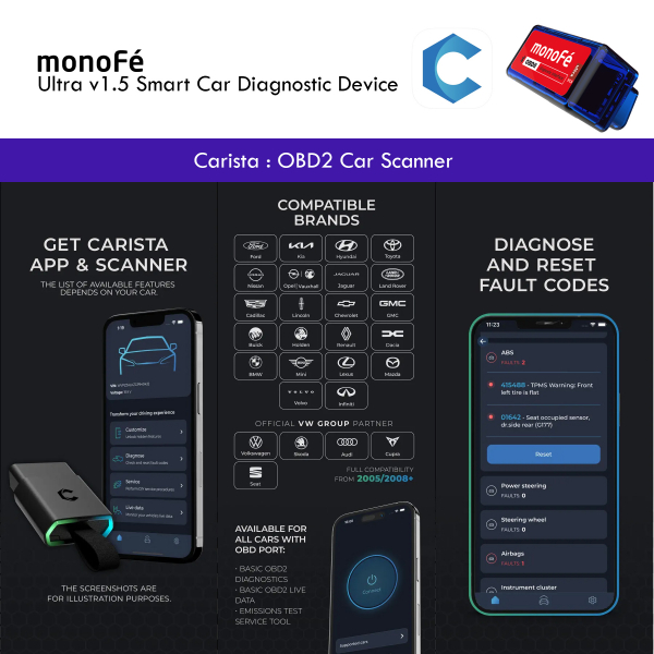 monoFe Carista Ultra v1.5 OBD 2 Ak�ll� Ara� Tan� Cihaz�