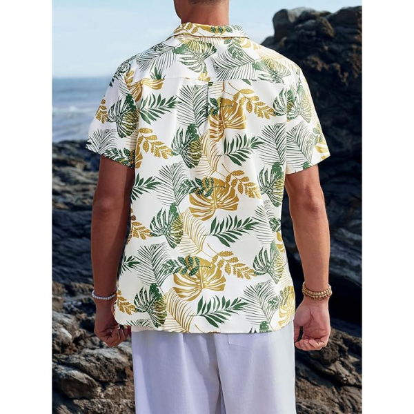 monoFe Erkek Ksa Kollu Hawaii Gmlek(Beyaz)