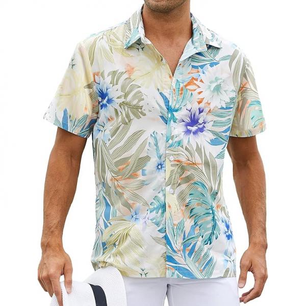 monoFe Erkek Ksa Kollu Hawaii Gmlek