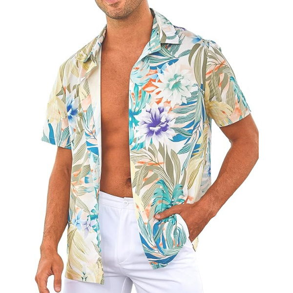 monoFe Erkek Ksa Kollu Hawaii Gmlek