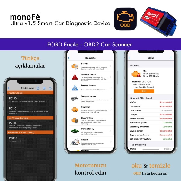 monoFe EOBD Facile Ultra v1.5 OBD 2 Ara� Tan� Cihaz�