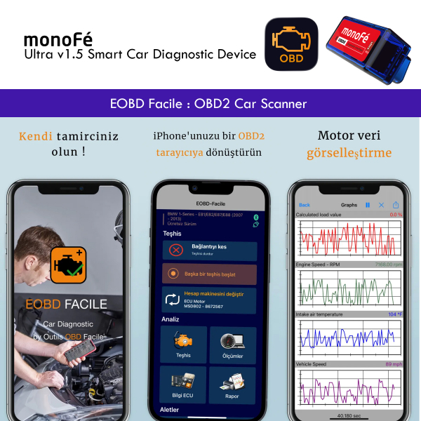 monoFe EOBD Facile Ultra v1.5 OBD 2 Ara� Tan� Cihaz�