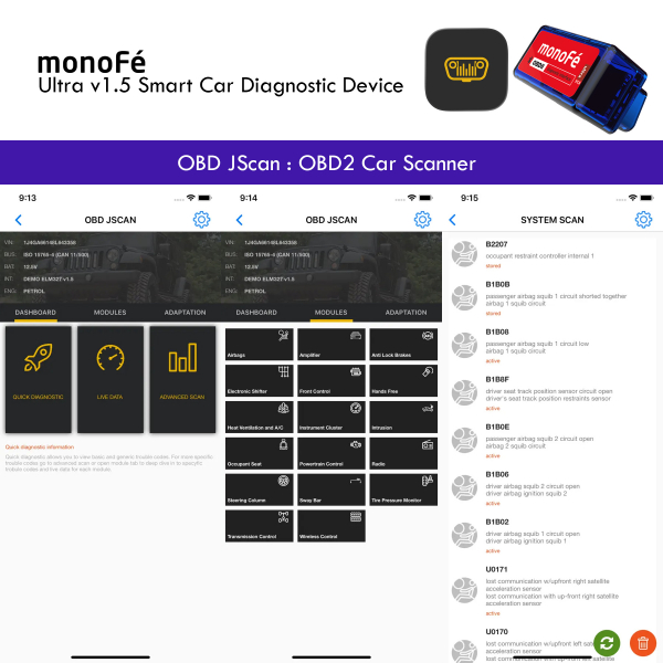 monoFe OBDJScan Ultra v1.5 OBD 2 Ara� Tan� Cihaz�