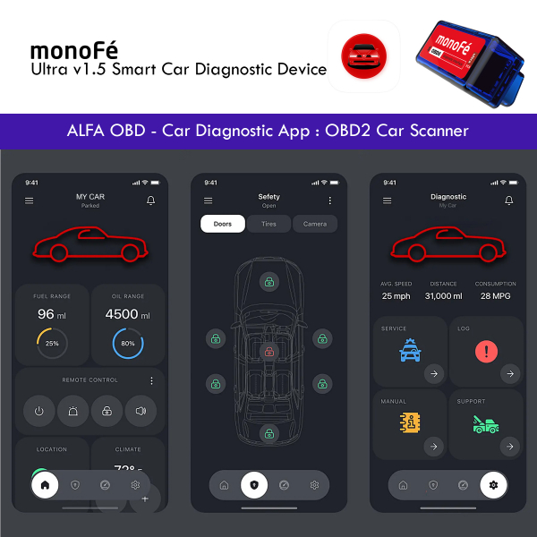 monoFe ALFA OBD Ultra v1.5 OBD 2 Ara� Tan� Cihaz�