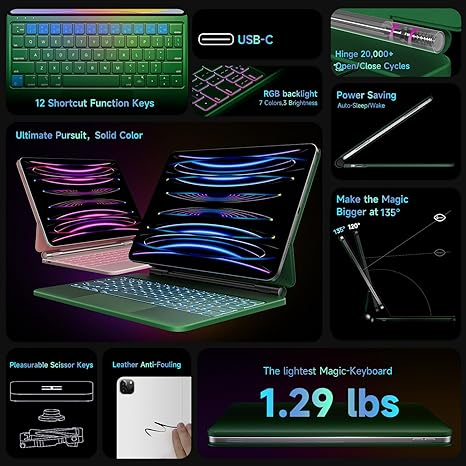 nimin Standl iPad Air M2 Klavyeli Klf (11 in)-Green