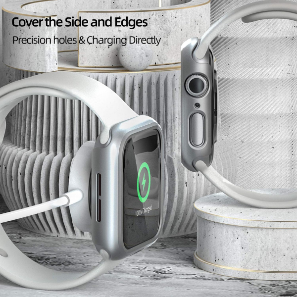 pzoz Apple Watch 4 Ekran Koruyucu Bumper K�l�f (40mm)-Silver