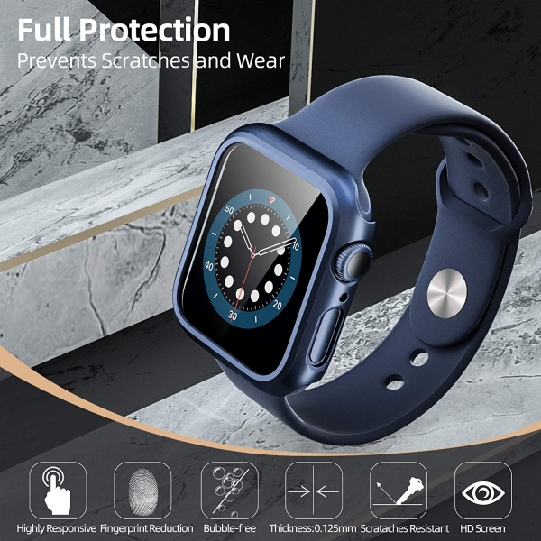 pzoz Apple Watch 4 Ekran Koruyucu Bumper Klf (44mm)-Blue